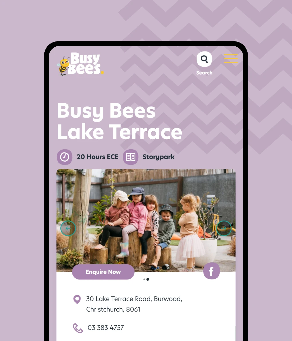 Busybees website mobile