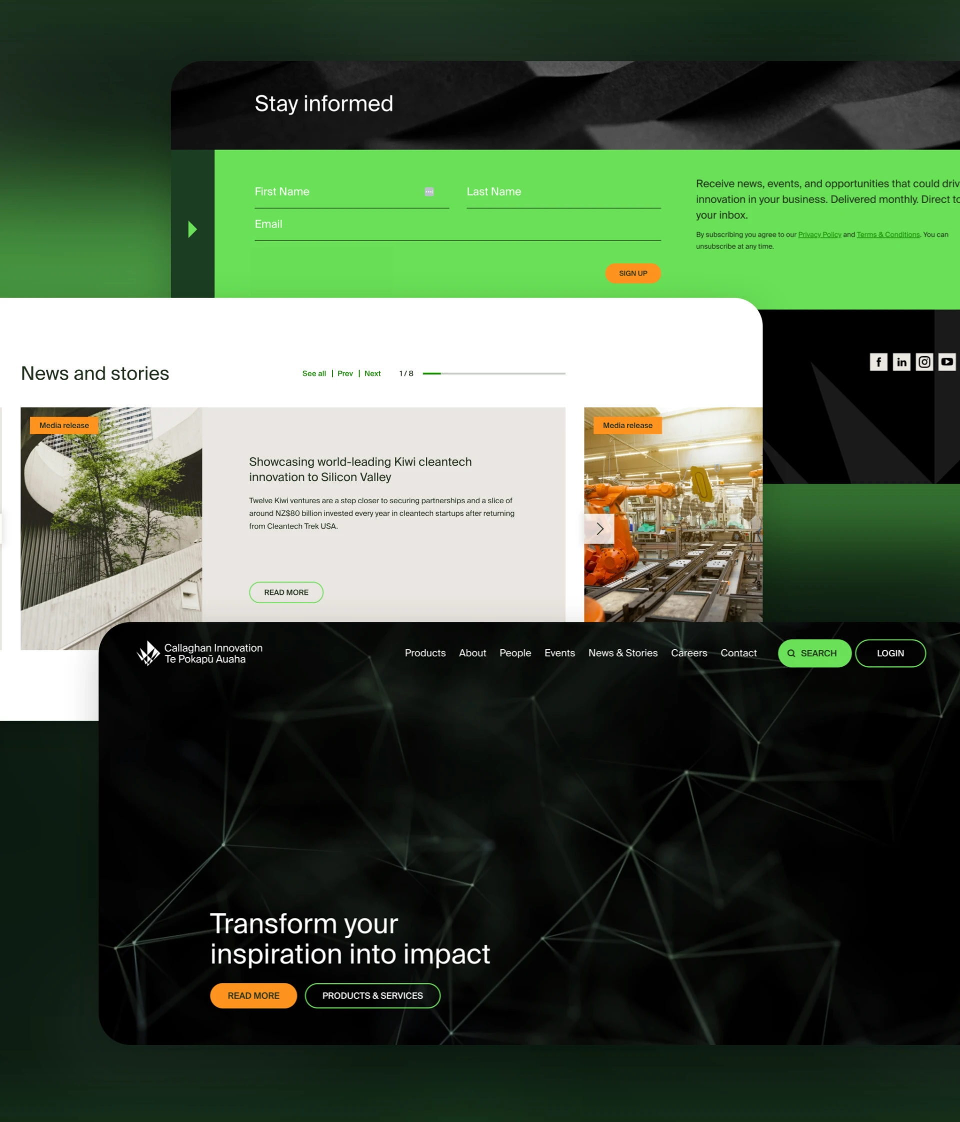 callaghan innovation website page design