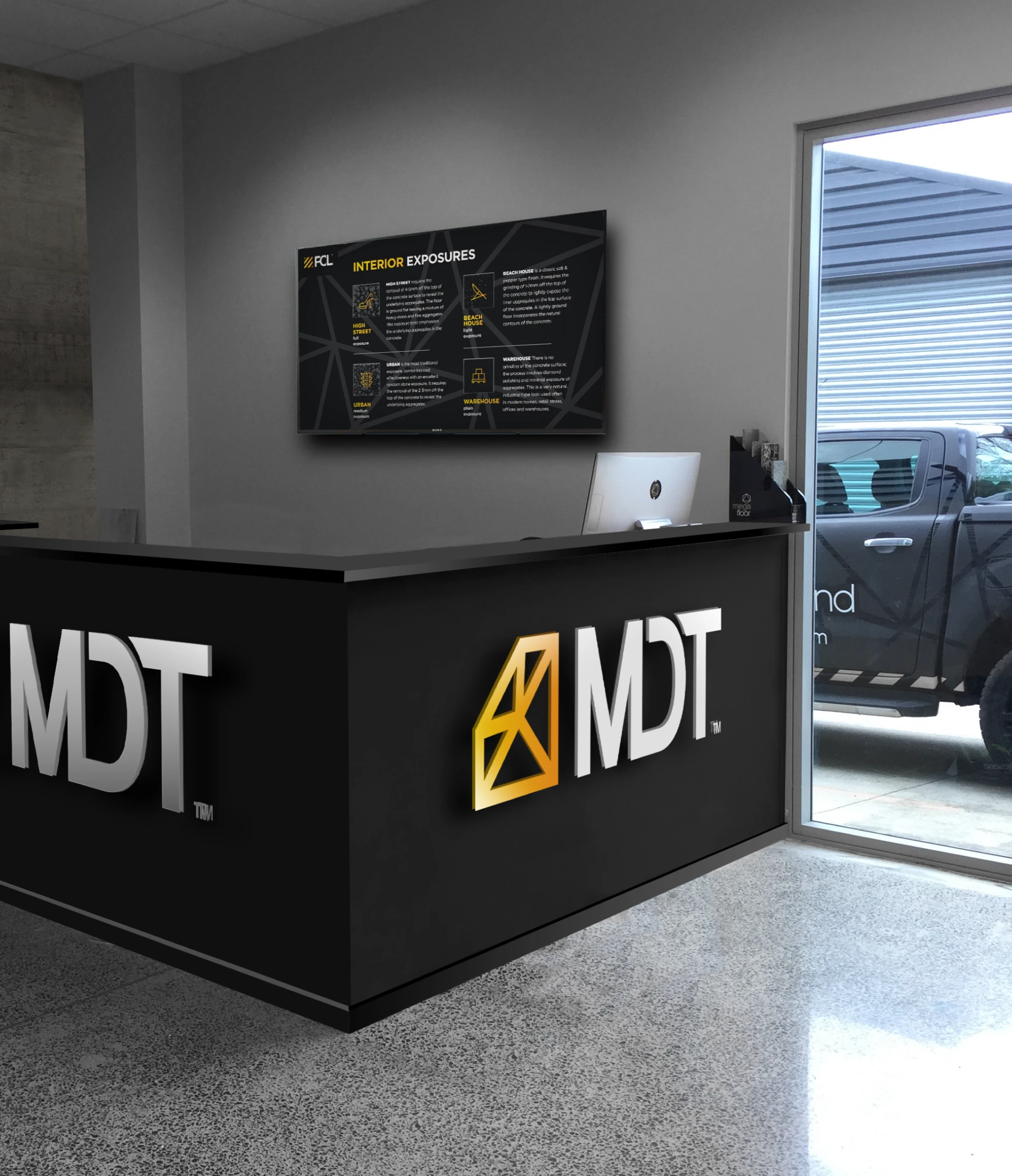 branding polished concrete signage