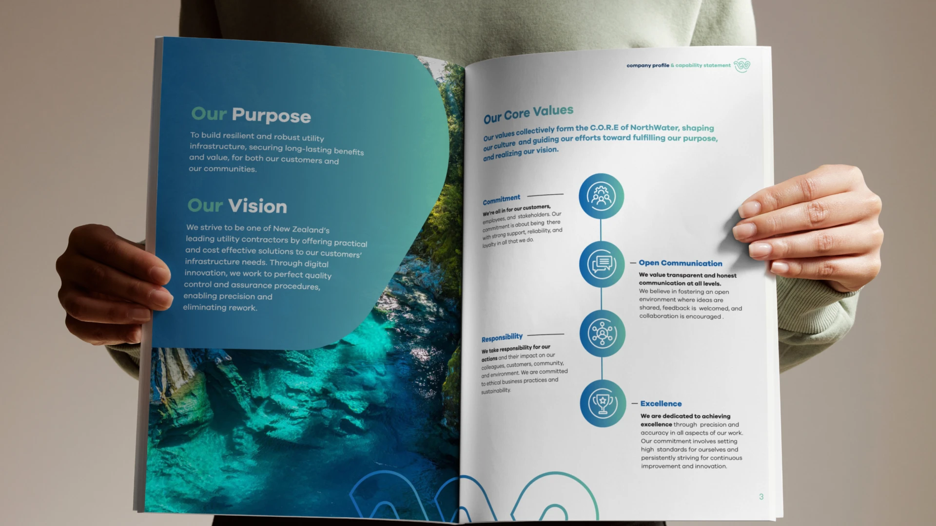 Northwater print brochure design iconography