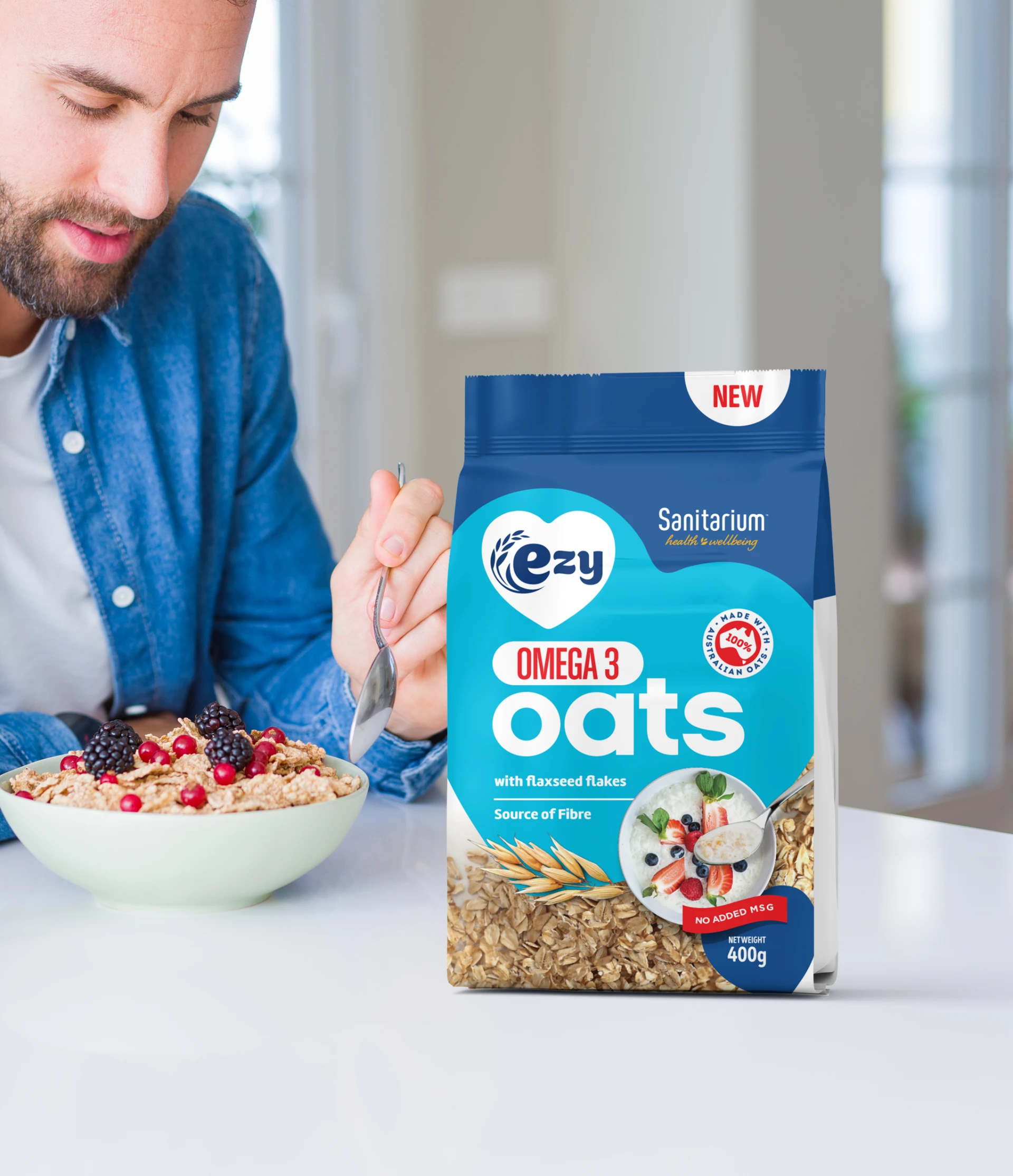 graphic design sanitarium ezy oats package